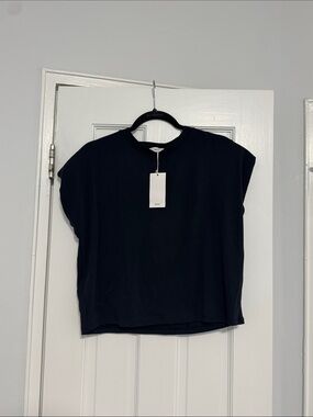 Mango Black Boxy Short Sleeve Tee